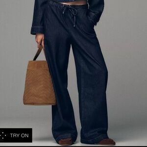 Dark Blue Wide-Leg Jeans